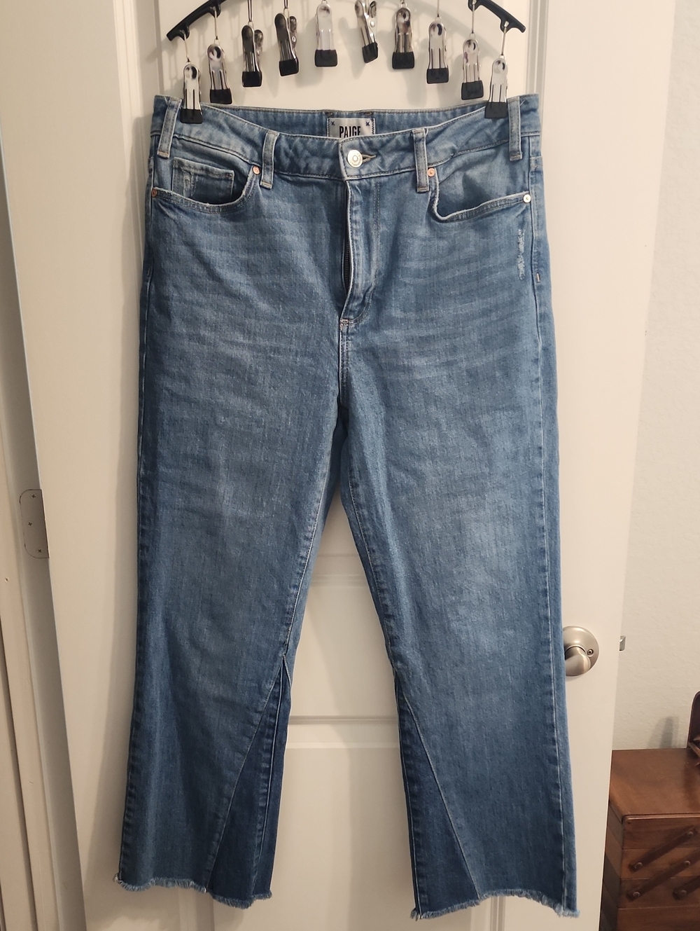 PAIGE Light Blue Wide-Leg Cropped Jeans
